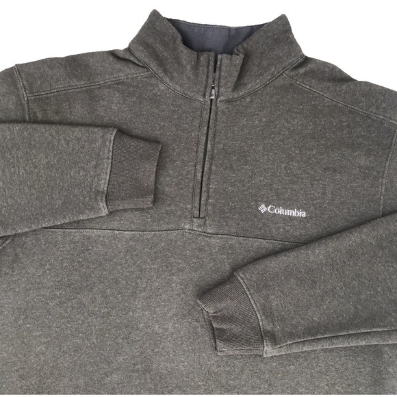 Columbia 1/2 Zip Pullover Sweatshirt Mens Large Greenish Gray Fleece Lined - Picture 1 of 15